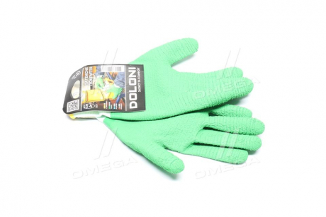 Перчатки трикотаж, нейлон, манжет вязаный, латекс, полный облив, зеленый размер 10 DOLONI 4526 (фото 1)