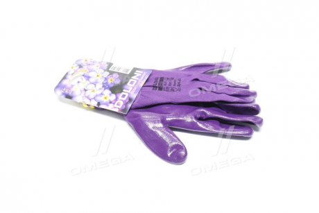 Перчатки трикотаж фиолетовые, полиэстер, вязаный манжет, нитрил, размер 8 DOLONI 4594