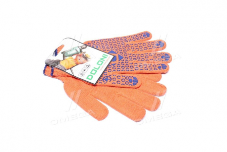 Перчатки с ПВХ рисунком натуральный оранжевый/синий40/60 10 класс размер 10 DOLONI 526