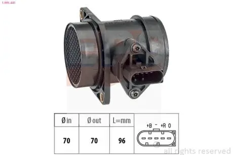 VW Расходомер воздуха AUDI 1,8T 00-Golf,Passat,Skoda 1,8TSeat Eps 1.991.441