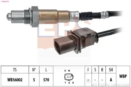 Лямбда-зонд (5 конт.) BMW F07/F10/F30 2.0-3.0d Eps 1.998.472