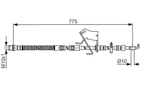 CITROEN Тормозной шланг передн.лев.C5 III,08-,Peugeot 407,508 BOSCH 1987481684