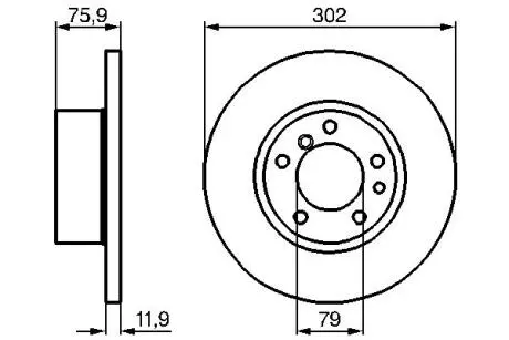 Диск тормозной перед. BMW 5-serie (E34) (302*12) BOSCH 0986478319