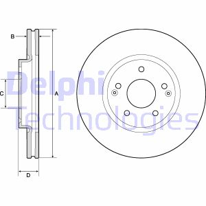 DB Тормозной диск передний SANGYONG ACTYON II 10/12-,KORANDO 11/10- Delphi BG4809C