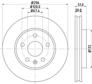 Тормозной диск перед. Insignia A/Malibu 08- 1.4-2.4 (PRO) HELLA 8DD355116-031 (фото 1)