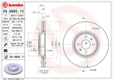 Тормозной диск BREMBO 09.9895.10 (фото 1)