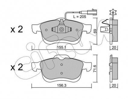 Комплект тормозных колодок CIFAM 822-824-1 (фото 1)