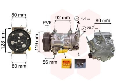 Компресор кондиціонера CITROEN BERLINGO/ PEUGEOT 207,208 (вир-во) Van Wezel 0900K255