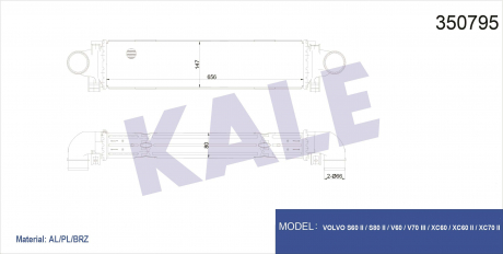 KALE VOLVO Интеркулер S60 II,S80 II,V60/70,XC60/70 2.0 KALE OTO RADYATOR 350795