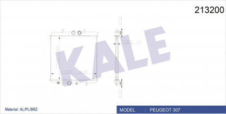 KALE PEUGEOT Радиатор охлаждения 307 1.4 00- KALE OTO RADYATOR 213200