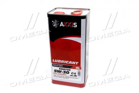 Масло моторн. AXXIS 5W-30 С4 RN0720 Gold Sint (Каністра 4л) AXXIS Польша AX-2189
