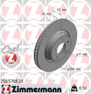 Диск гальмівний ZIMMERMANN 250.5708.20
