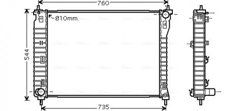 Радиатор охлаждения двигателя Chevrolet Captiva Opel Antara (07-) 2,4i 3,2i MT (AVA COOLING OLA2435