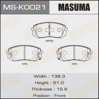 Колодка тормозная передняя Masuma MSK0021 (фото 1)