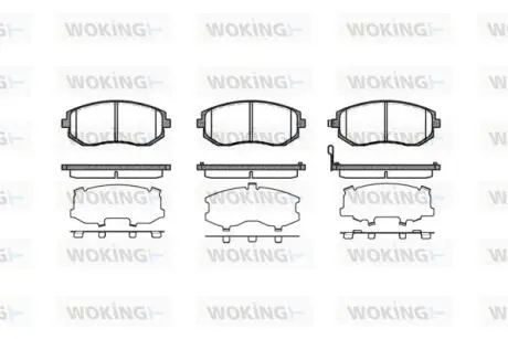 Гальмівні колодки пер. Subaru Impreza 02-/Forester 02- (akebono) Woking P8513.11