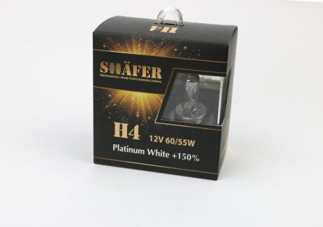 Лампа галогенова H4 12V60/55W Platinum White +150% (комплект, картонний бокс  2шт) SHAFER SL3004P