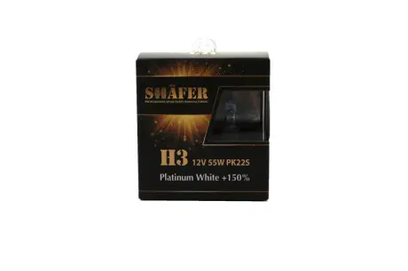 Лампа галогенова H3 12V55W Platinum White +150% (комплект, пластиковий бокс 2шт) SHAFER SL3003P