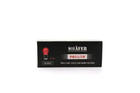 Лампа накалювання PR21/5W 12V21/5W BAW15D RED (картонна упаковка по 10шт) SHAFER SL2027