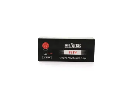 Лампа накалювання 12V 21W P21W BAU15S CLEAR (картонна упаковка по 10шт) SHAFER SL2034