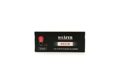 Лампа накалювання 12V 21W PY21W BA15S AMBER (картонна упаковка по 10шт) SHAFER SL2033