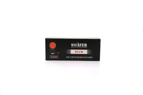 Лампа накалювання 24V 21W P21W BAU15S CLEAR (картонна упаковка по 10шт) SHAFER SL2234