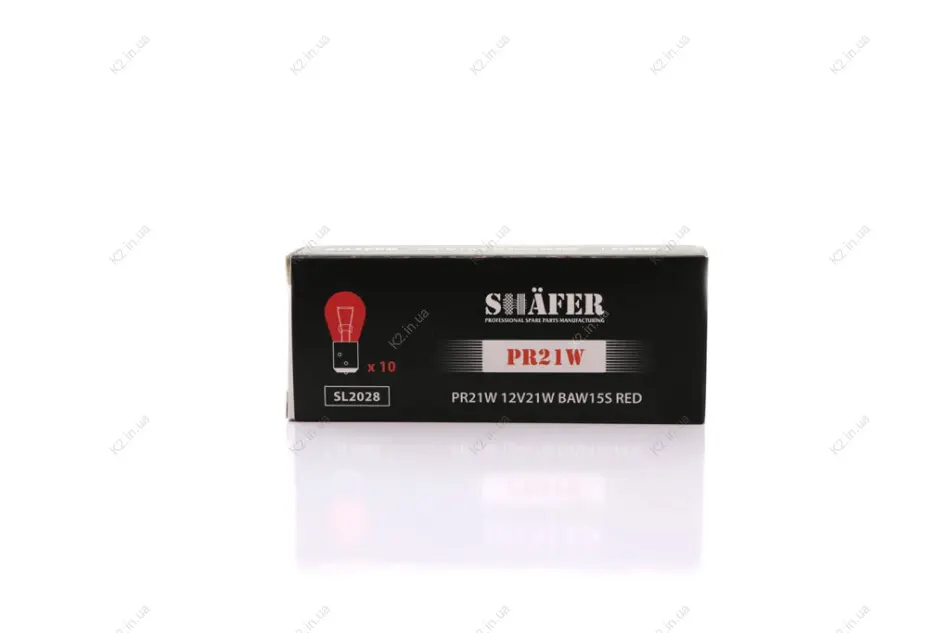 Лампа накалювання PR21W 12V21W BAW15S RED (картонна упаковка по 10шт) SHAFER SL2028 (фото 1)