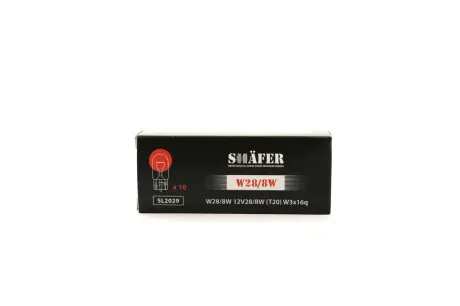 Лампа накалювання W28/8W 12V28/8W (T20) (картонна упаковка по 10шт) SHAFER SL2029