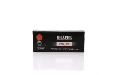 Лампа накалювання P27/7W 3157 12V27/7W (картонна упаковка по 10шт) SHAFER SL2023