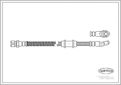 Шланг гальмівний ВАЗ 2121 передній (L=471 мм) (вир-во) CORTECO 19018200 (фото 1)