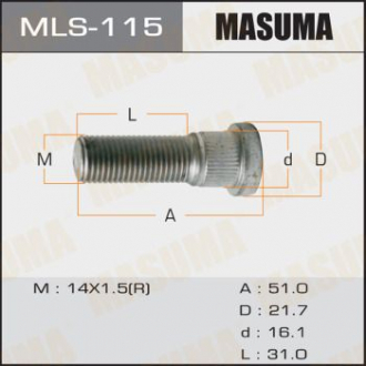 Шпилька колеса OEM 90942-02077 ToyotaTOYOTA LAND_CRUISER 200 Masuma MLS115