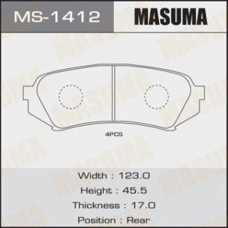 Колодка тормозная задн TOYOTA LAND_CRUISER 200 Masuma MS1412 (фото 1)