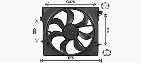 Вентилятор радиатора охлаждения двигателя Nissan Qashqai II Renault Kadjar I AC+/- AVA AVA COOLING DN7540