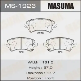 Колодки тормозные передн TOYOTA YARIS, TOYOTA COROLLA (06-14) Masuma MS1923