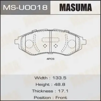 Колодки тормозные передн CHEVROLET AVEO (T300) Masuma MSU0018
