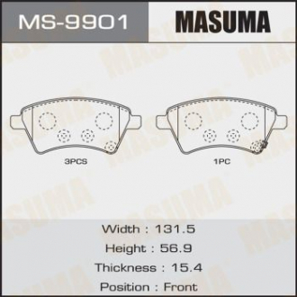 Колодки тормозные передн SUZUKI SX4 S-Cross 1.6 (13-18) Masuma MS9901 (фото 1)