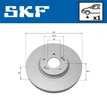 Гальмівний диск вентильований SKF VKBD 80281 V1
