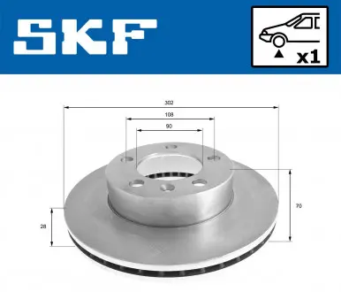 Гальмівний диск вентильований SKF VKBD 80035 V1