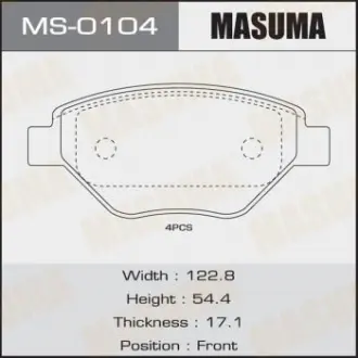 Колодки тормозные AN-4592K, P68031 передн RENAULT MEGANE II Masuma MS0104
