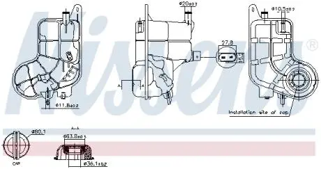 Бачок розширювальний з кришкою AUDI A6 C6 (2004) NISSENS 996288