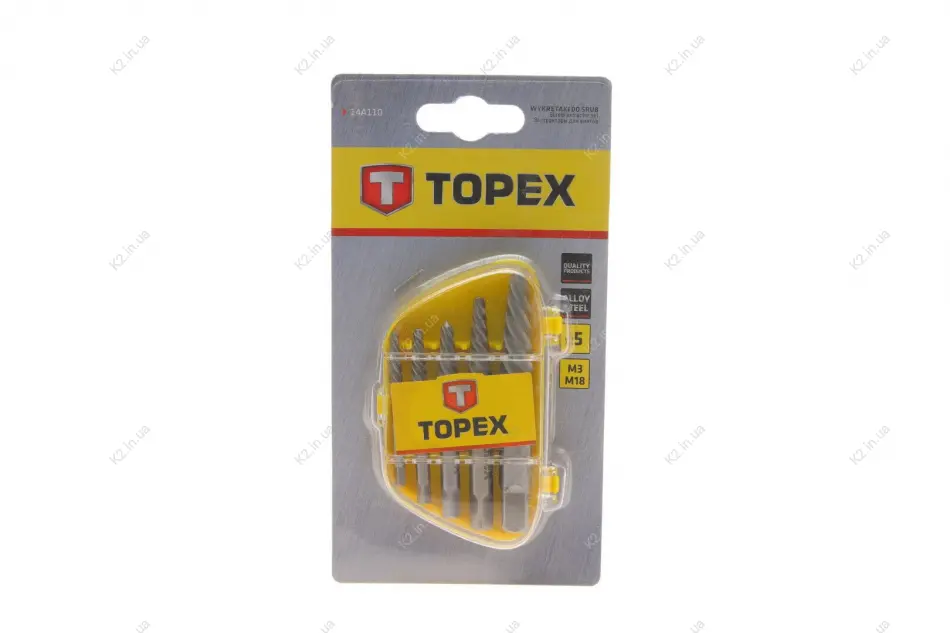 Набір для висвердлювання гвинтів, набір 5 шт. Topex 14A110 (фото 1)