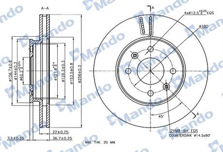 Диск тормозной MANDO MBC030243