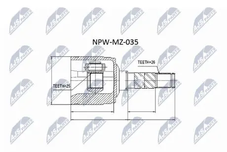 Шрус полуоси Nty NPWMZ035