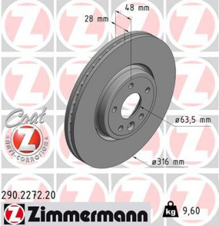 Диск гальмівний ZIMMERMANN 290.2272.20