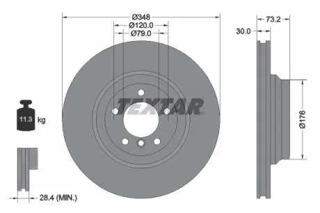 Диск гальмівний (передній) BMW 3 (E90-E92)/ X1 (E84) 04-15 (348x30) PRO+ TEXTAR 92155305