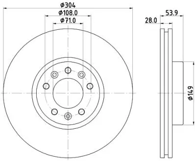 Диск гальмівний з покриттям PRO передній HELLA 8DD 355 125-411