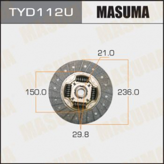 Диск сцепления 236*150*21*29.8 TOYOTA AVENSIS Masuma TYD112U (фото 1)