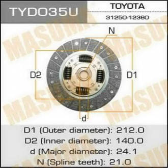 Диск сцепления 212*140*21*24.1 TOYOTA AURIS Masuma TYD035 (фото 1)