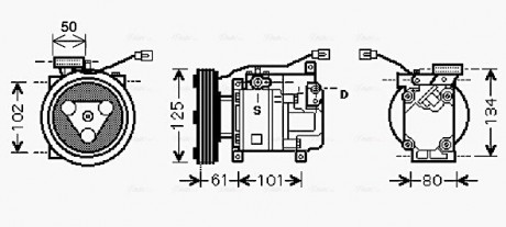 Компресор кондиціонера MAZDA 3 (2004-) (AVA) AVA COOLING MZAK207