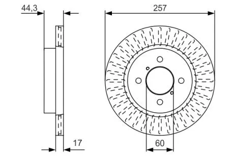 Диск гальмівний передній BOSCH 0 986 479 U93