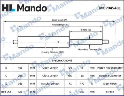 Амортизатор багажника MANDO MOP045481